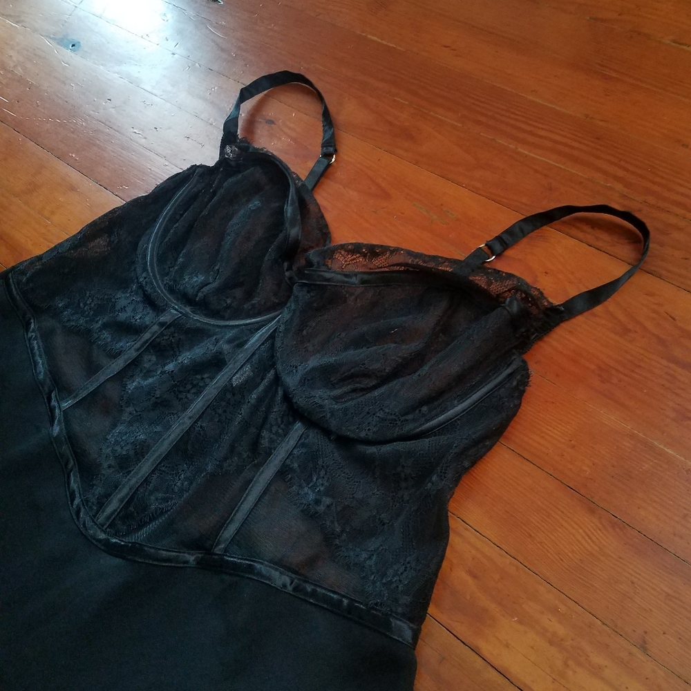 Black lace lingerie slip